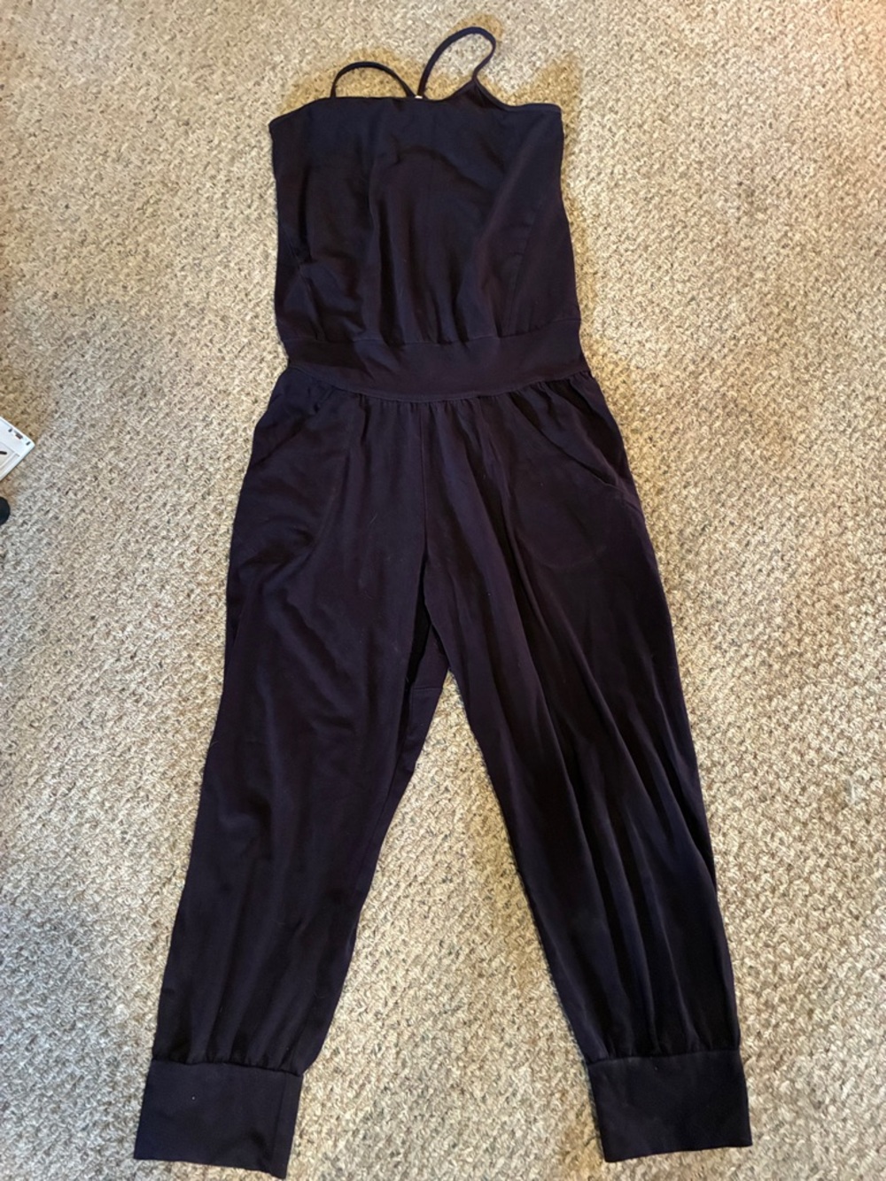 Ripple Dark Purple Organic Cotton Strappy Yoga Jumpsuit